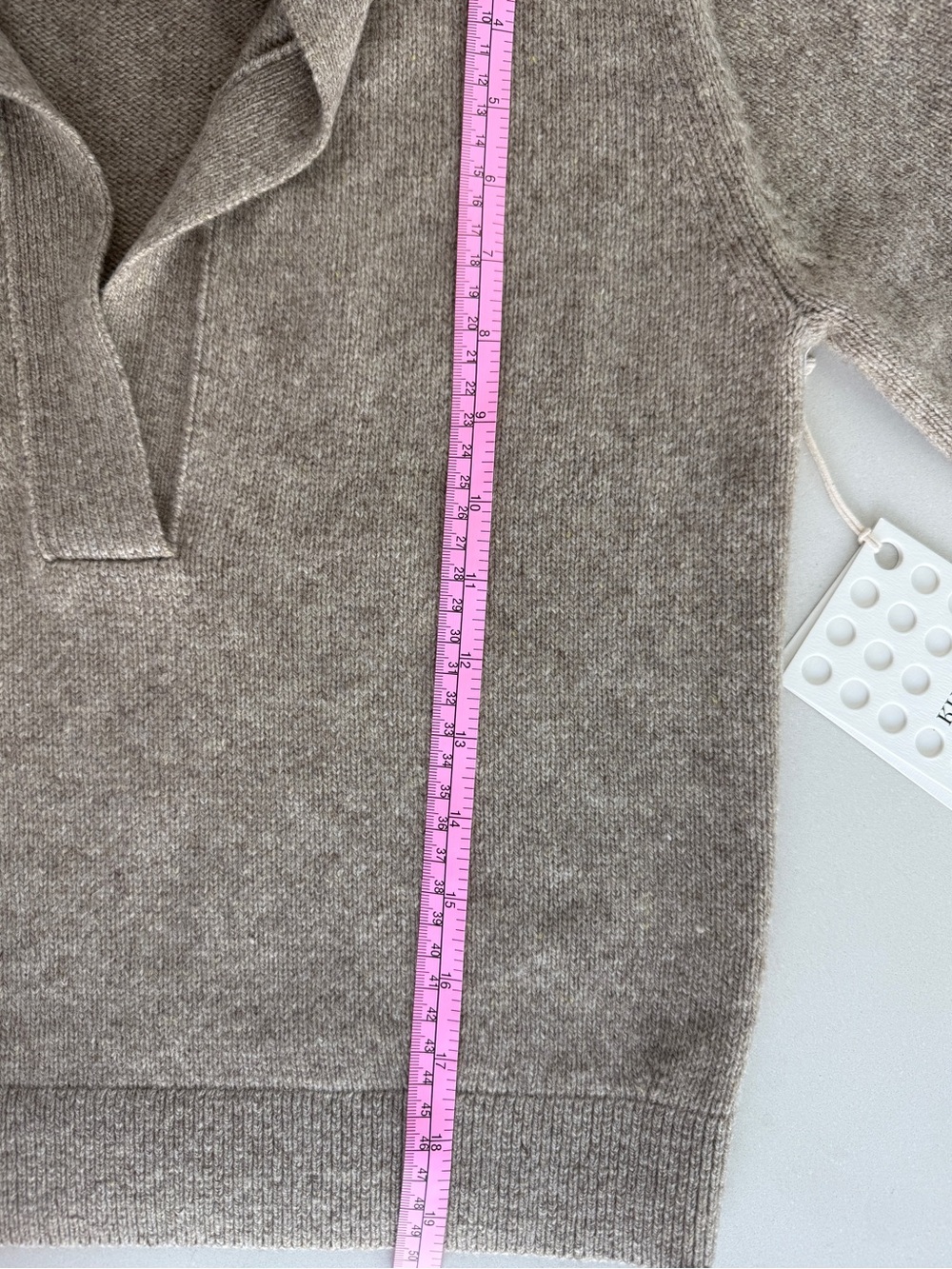 KHAITE Shrunken Jo Cashmere Polo Sweater Sepia XS NWT $780 - Picture 9 of 9